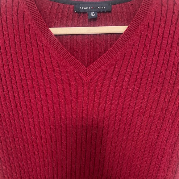 Tommy Hilfiger Burgundy Red V-Neck Sweater - Picture 4 of 7
